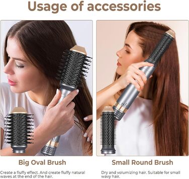 UKLISS Airstyler Pro 7-в-1: професійний фен-щітка з іонізацією, 1400 Вт, для укладання, створення локонів та випрямлення волосся (сірий)