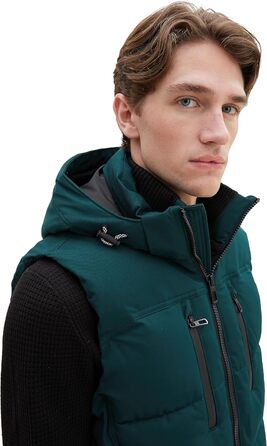 Жилет чоловічий Tom Tailor з капюшоном, утеплений, Deep Green Lake (XXL)