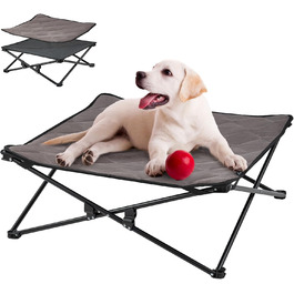 КінгКемп Лежанка для собак - портативна, з дихаючою сіткою та замшевим килимком, чорна, 57x57x23 см (77x77x30 см)