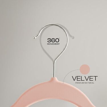 Плечики для одягу Utopia Home з оксамиту - антиковзаючі, міцні, 50 шт. (рожеві)