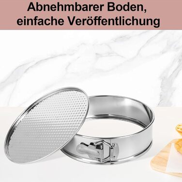 Форма для випічки Hikaproligt з нержавіючої сталі, Ø 26 см, кругла, з антипригарним покриттям та захистом від протікання, знімний дно, для чізкейків та тортів
