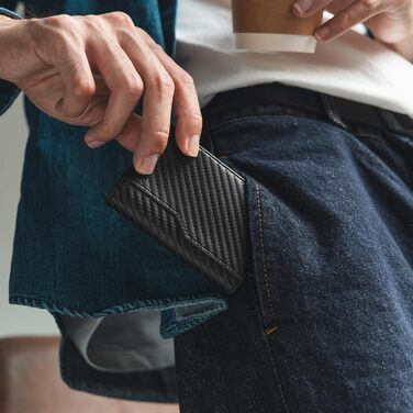 Кредитне портмоне VULKIT з двома віконцями для ID, RFID-захистом, автоматичний висувний механізм, шкіряне, чорний колір