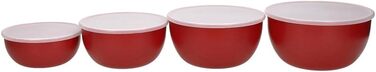 Набір пластикових салатниць KitchenAid з кришками, червоні, 4 шт. (355, 591, 828, 1065 мл)