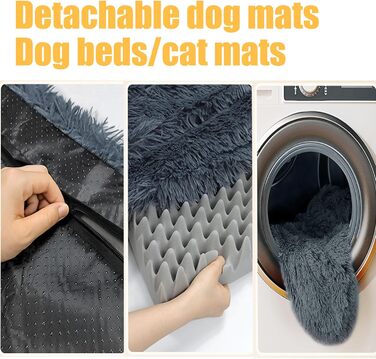 Килимок для собак середніх порід, м'який, з довгим плюшем, 75 x 50 x 8 см, темно-сірий