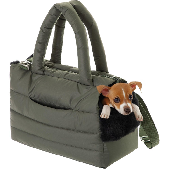 Транспортна сумка для собак та котів (M) - 40 x 20 x 30 см, оливковий колір