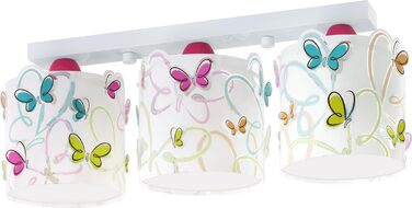 Ceiling light, 3-light, Design: Butterfly, 51 x 15 x 19 cm, Pink
