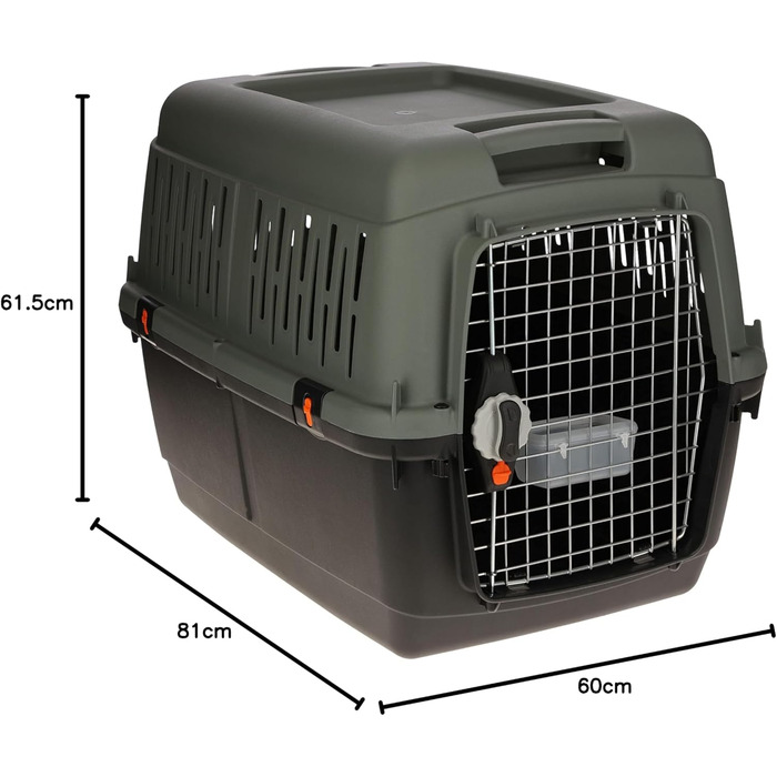 KERBL Eco Transport Box - Recycled Plastic Pet Carrier with Water Bowl - 70x50x51.5cm / 81x60x61.5cm