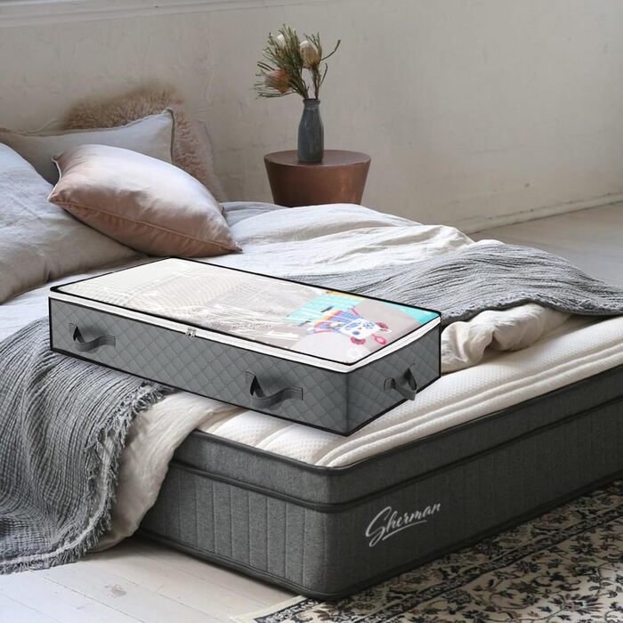 Коробки для зберігання під ліжком, 3 шт. Складані контейнери для білизни з 6 кишенями, органайзер для ліжка з ручками та блискавкою, коробки для одягу та постільної білизни