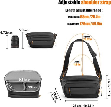 Чорна сумка для камери Cwatcun з кріпленням для штатива, водостійка, для фотографів (S)