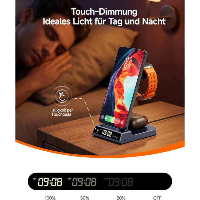 Бездротова зарядна станція 3-в-1 для Samsung Galaxy S26 Ultra, Watch 8/Ultra/7/6/5, Buds 4/4 Pro (Блакитна) - Швидка індуктивна зарядка
