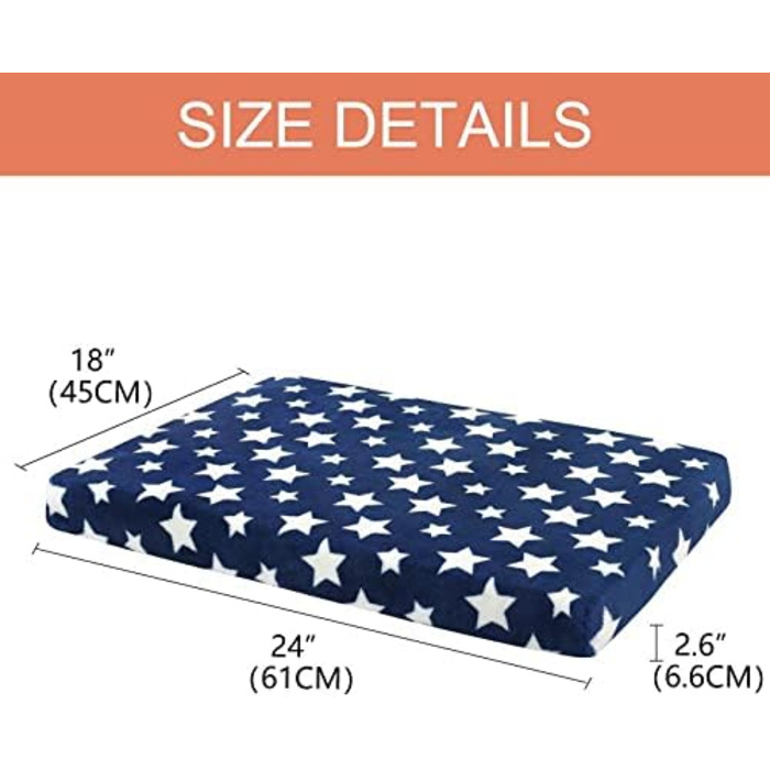 Лежанка для собак EMPSIGN, м'який килимок для перенесення, лежанка для собак знімний та пральний чохол, водонепроникна, для маленьких собак, 61x46x6.6 см, блакитна