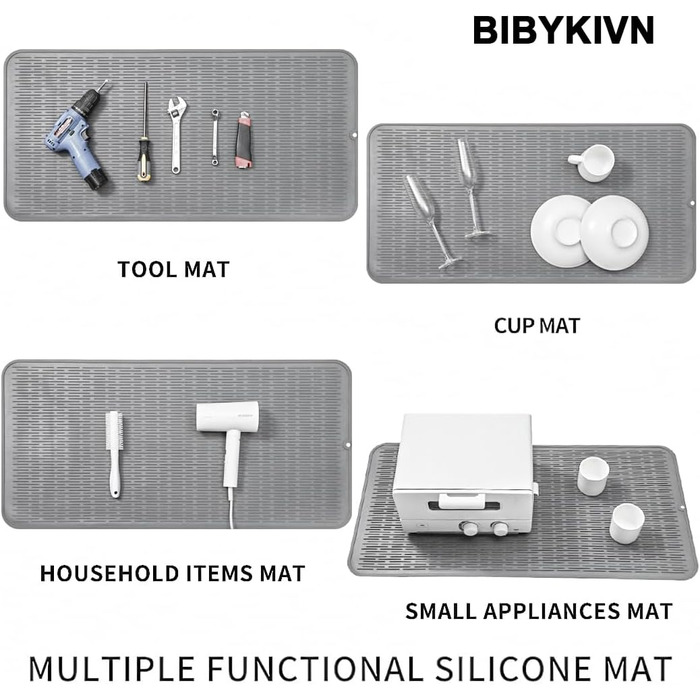 Силиконова килимок для сушіння посуду - килимок для посуду, BPA-free, стійкий до високих температур, неслизький, сірий, 92 x 52 см