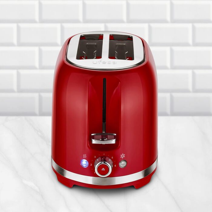 Тостер Ufesa 2-х секційний білий Retro Classic Pinup, вінтажний дизайн, 850 Вт, для тостів та сендвічів, 7 ступенів підсмажування, збирач шнура, піддон для крихт