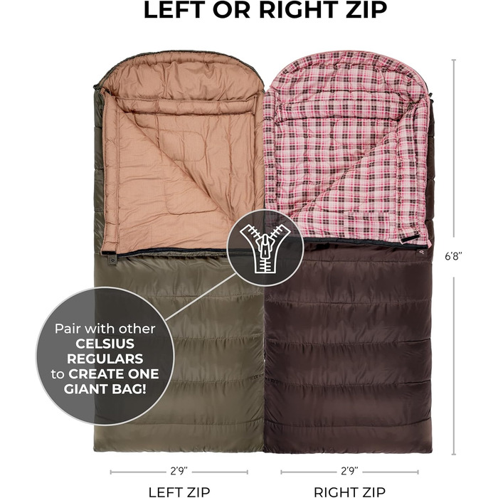 Сплячий мішок TETON Sports Celsius Regular, флісовий, коричневий/рожевий, -18°C/0°C