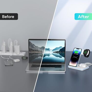 Бездротовий зарядний пристрій Minthouz 3-в-1 з адаптером 18W для Apple iWatch, AirPods та iPhone (Qi сумісний)