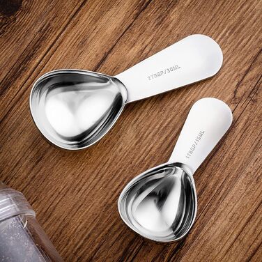 30ml and 15ml pieces, coffee measuring spoons, sugar, tea measuring, tablespoon, baking, utensil, cooking tool, measuring cup