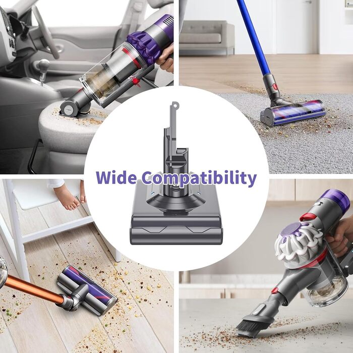 Запасний акумулятор V8 для пилососів Dyson, 4600mAh, сумісний з моделями SV10 Absolute Animal Fluffy Motörhead Exclusive Total Clean (2 фільтри + 1 викрутка + 3 шурупи + 1 щітка)