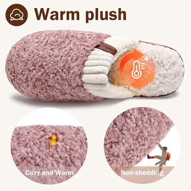 Тапочки жіночі Mabove Hausschuhe з м'якою устілкою Memory Foam, теплі зимові, для дому (40/41 EU, Рожевий)