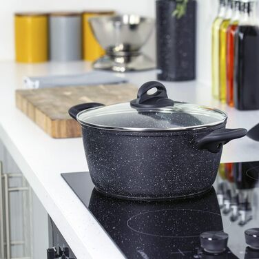 Каструля Blackmoor 16 см з кришкою, чорна, 24 см, нержавіюча сталь