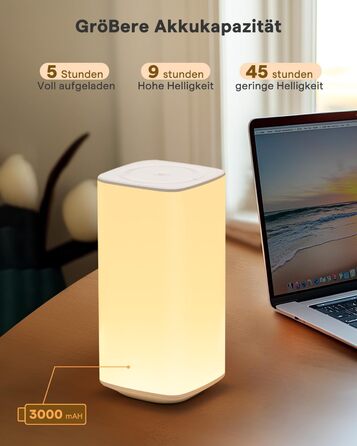 Торшер нічний LED з сенсорним керуванням, пультом дистанційного керування, 256 кольорів, 3 режими, таймер, для дитячої кімнати, спальні, вітальні, білий (2 білі)