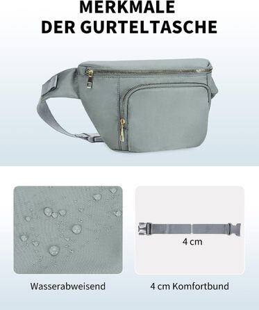 Сумка на пояс для жінок та чоловіків, сіра. Стильна сумка-шоппер з 4 кишенями на блискавці та регульованим ремінцем. Ідеально підходить для подорожей та піших прогулянок. (Запатентовано)