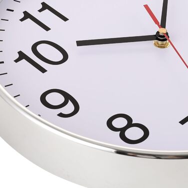 Plumeet Extra Large Silent Wall Clock, 40.6cm Soundless Non-Ticking Quality Black Quartz Wall Clock Decorative Home/Kitchen/Office/School Clock, Easy to Read (White) (Silver, 30 cm)