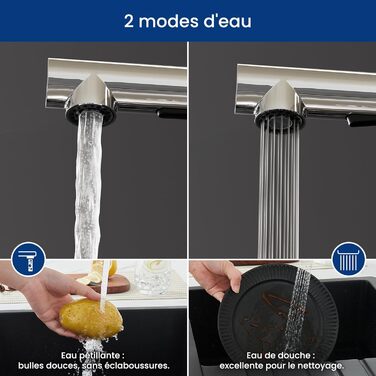 Змішувач для кухні CECIPA X203B чорного кольору з висувною насадкою, поворотний на 360°, з двома типами струменя, з нержавіючої сталі