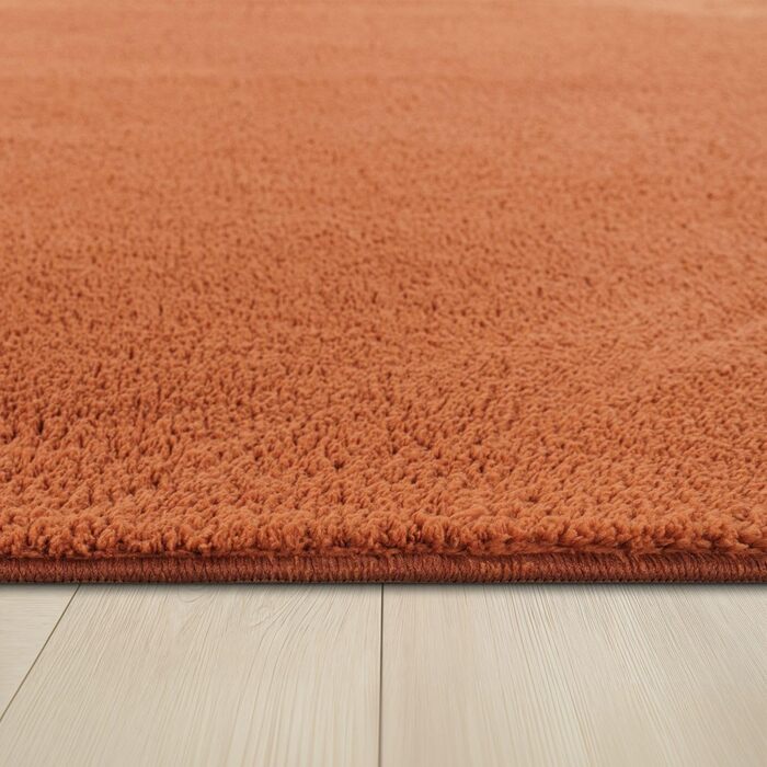 Килимок для вітальні TT Home з коротким ворсом, антиковзаюча підкладка, однотонний, сучасний, можна прати, темно-помаранчевий, 80 см (круглий)