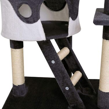 Котячий будиночок Lionto XXL з сизалю та плюшу: когтеточка, гамак, тунель, печери, іграшки, для котів великих та малих розмірів (сірий/білий, 230-250 см)