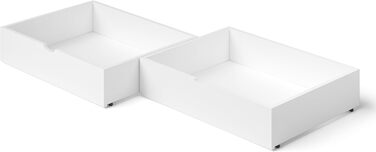 Bellabino Kinderbett Kuru 90x200 with 2 Drawers, Single Bed for Children incl. Fall Protection and Slatted Frame, White Children's Bed, Bed for Boys and Girls with Drawers White