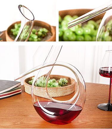 Wine Carafe - 100% Lead-Free Crystal Glass Wine Carafe Hand-Blown Red Wine Decanter Carafe (Spiral)