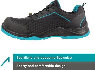 Черевики робочі ACE Sapphire S1-P - захисне взуття для жінок та чоловіків - надлегкі, 42 EU, блакитно-чорні