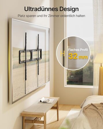 Кріплення для телевізора monTEK Heavy Duty – настінне кріплення для телевізорів 37-140 дюймів, до 136 кг, ультратонкий профіль 32 мм, сумісність з дерев'яними стійками 406/450/600 мм, VESA до 1200x800 мм