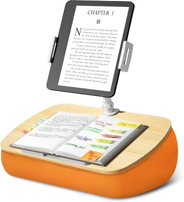 Підставка-подушка Beanbag для планшета та смартфона з регульованим тримачем, універсальний м'який чохол для читання в ліжку та на дивані (4,7–13 дюймів), Сірий/Помаранчевий