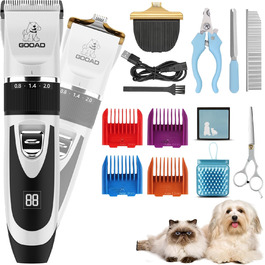 Електрична машинка для стрижки собак та котів, безшумна, USB, акумуляторна, бездротова, для собак та котів (біла)