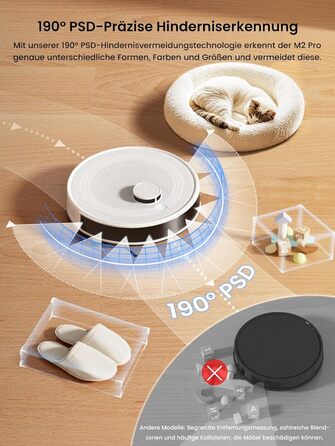 Робот-пилосос LEFANT M2 Pro з потужністю 6000 Па, автоматичною витяжкою сміття, лазерною навігацією та картографією, індивідуальним прибиранням, уникненням перешкод PSD, ідеальний для видалення шерсті тварин, білий