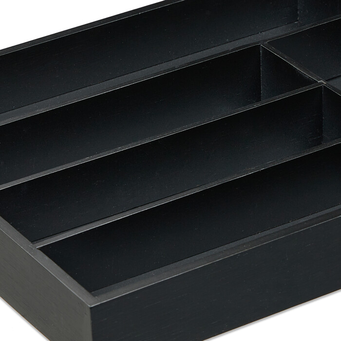 Relaxdays Black Cutlery Box with 6 Compartments