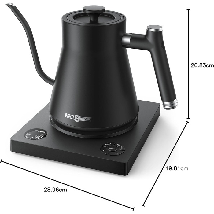 PARIS RHÔNE Swan Neck Electric Kettle with Temperature Control - 0.9L, 24-Hour Keep Warm, Dark Green