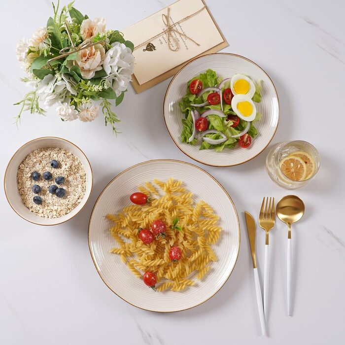 Набір посуду Tempus Serie, 18 предметів, набір посуду з каменю, сервіз на 6 осіб, сервіз з реактивним покриттям, підходить для мікрохвильової печі та посудомийної машини