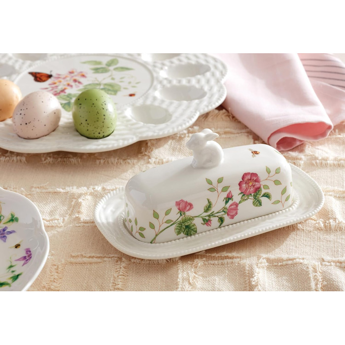 Lenox 7907223 Butter dish with bunny design, porcelain, multicolored