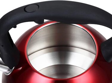 Чайник-свисток 2,5 л з нержавіючої сталі для Induktion, Gas, з свистком, чайник, кип'ятильник, кип'ятильник (червоний)