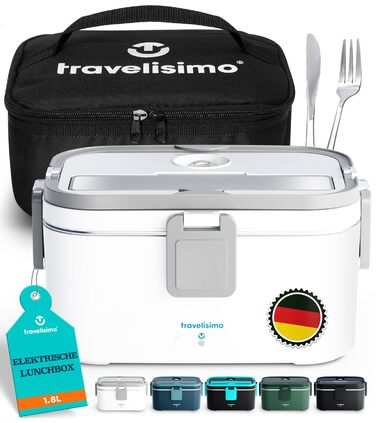Електрична ланчбокс TRAVELISIMO XXL 1.8L: 3-в-1 обігрівач для авто, роботи та дому (100W, 12V/24V/220V)