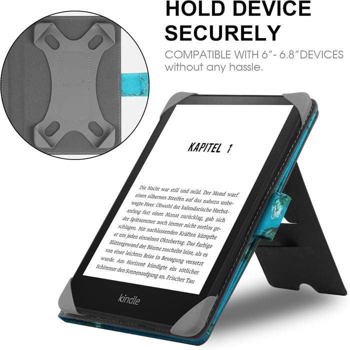 Чохол-підставка для електронних книг Kobo, Pocketbook, Tolino, Sony, Kindle, Kobo Clara HD/2E з квітковим дизайном, шкіра