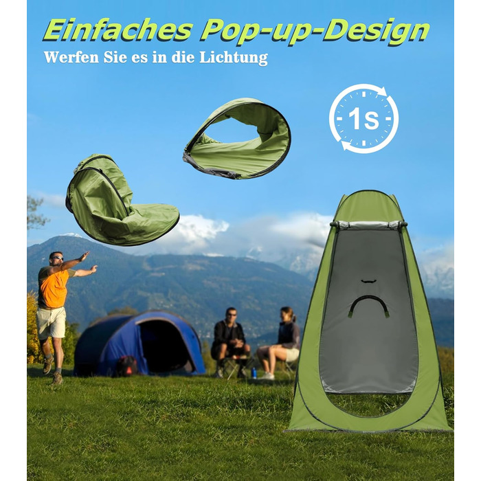 Riggoo Pop Up Privacy Tent - Portable Toilet & Changing Tent for Camping & Beach - UV40+ Sun Protection - Green
