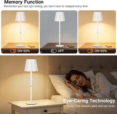 LED-лампа настільна бездротова OUTON (2 шт) з регулюванням яскравості, 3 режими кольору, USB-C зарядка, IP54 вологозахист, 30 годин роботи – для дому та на подарунок, чорний