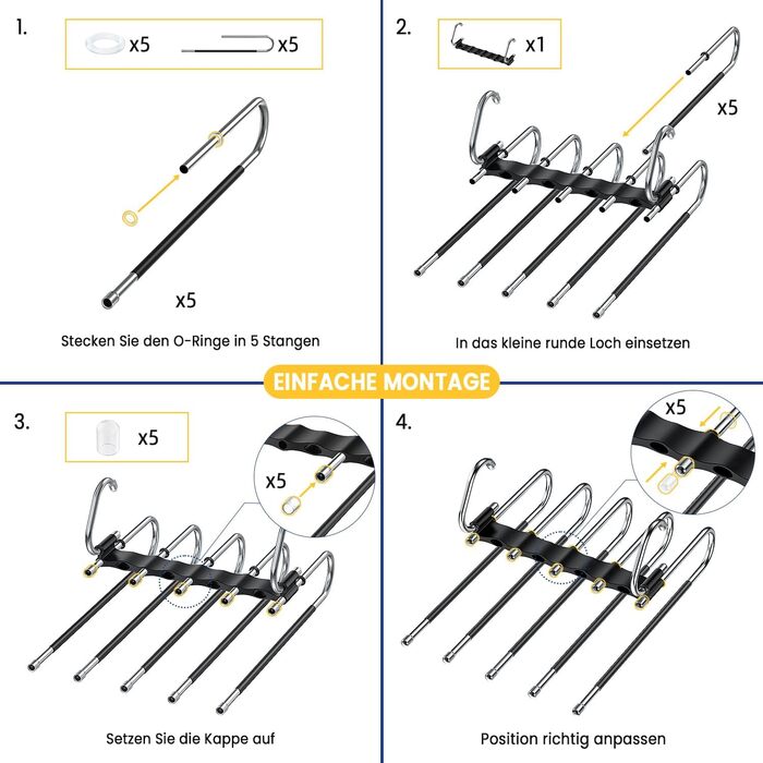 Підвісні вішалки для штанів DAMITA - 2 шт. (білі) - компактні, пластикові, для штанів, суконь, джинсів, шарфів, одягу для жінок та чоловіків