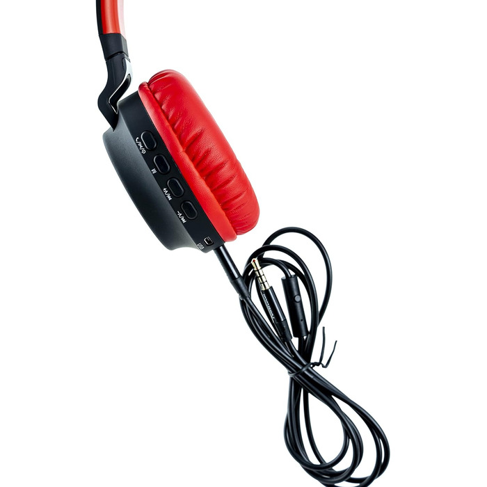 Дитячі навушники PowerLocus Bluetooth Over-Ear з обмеженням гучності 85dB, LED-підсвічуванням, складні, HD Stereo, з мікрофоном для телефону, планшета, ПК, TV (Червоний)