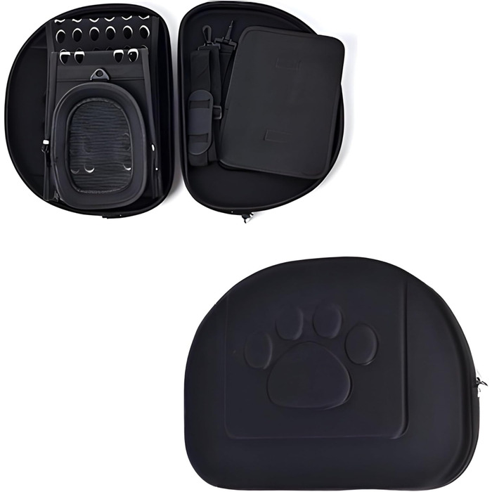 Транспортна переноска для кота/собаки Retoo, чорна, складана, для маленьких тварин (кіт, собака, кролик, цуценя)