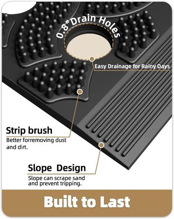 Килимок для порогу COLOR&GEOMETRY Null Geruch TPE, Heavy Duty, 43x75 см, чорний. Екологічний, не потребує обслуговування, антиковзаюча, для дому, тераси, гаража.