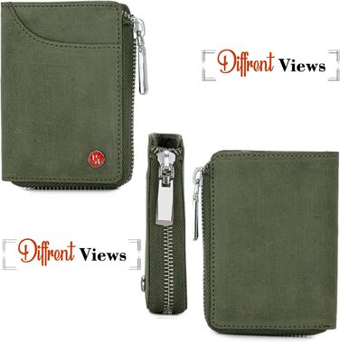 Чоловічий шкіряний гаманець HORNBULL з RFID-блокуванням | Вертикальний картхолдер, оливковий, з блискавкою